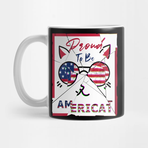 American Cat , 4th Of July Proud To Be Americat USA Flag by aimed2